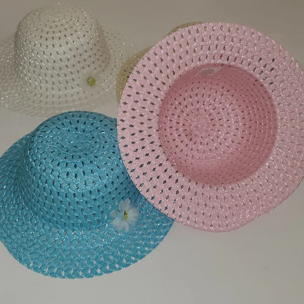 Straw Bucket Hat with Floral Detail NWOT